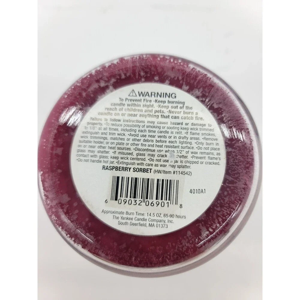Yankee Candle Raspberry Sorbet 14.5oz Jar Single Wick Rare Retired Discontinued